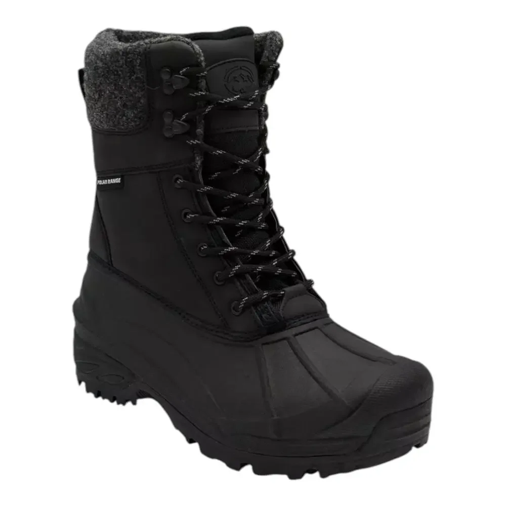 POLAR RANGE Men's Tasco Waterproof Cold Weather Snow Boot Black Size 10
